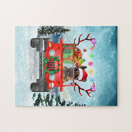 German Shepherd dog met kerstcadeaus Legpuzzel (Horizontaal)
