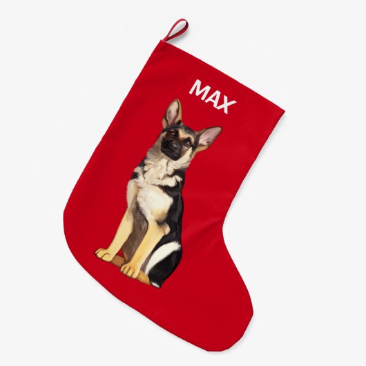 German Shepherd Dog, met kerstnaam  Grote Kerstsok (Voorkant (Hangend))