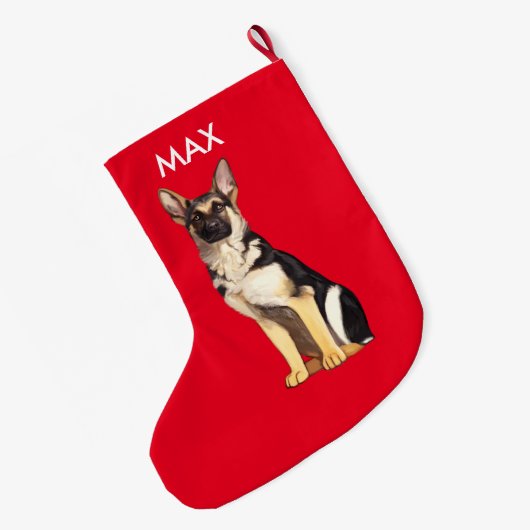German Shepherd Dog, met kerstnaam Grote Kerstsok (Achterkant (Hangend))