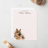 German Shepherd Dog Modern Waterverf Puppy Notitiekaartje (Voorkant / Achterkant in situ)