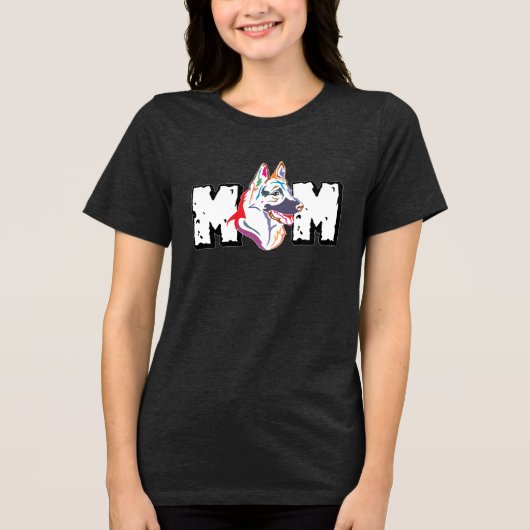 German Shepherd Dog Mom Tri-Blend Shirt (Voorkant)