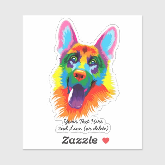 German Shepherd Dog Multicolor Painting Sticker (Vel)