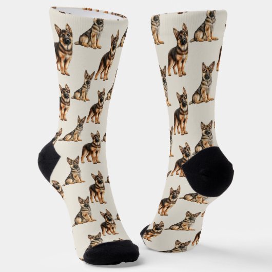 German Shepherd Dog Pattern Sokken (Gebogen)