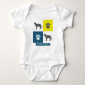 German Shepherd Dog & Paw Y&B Grid Square Romper (Voorkant)