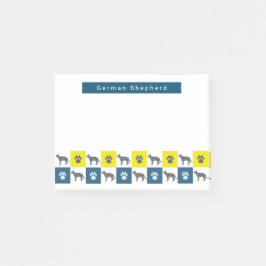 German Shepherd Dog & Paw Yellow & Blue Grid Post-it® Notes