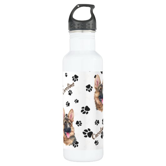 German Shepherd Dog Pawprint Waterfles (Voorkant)