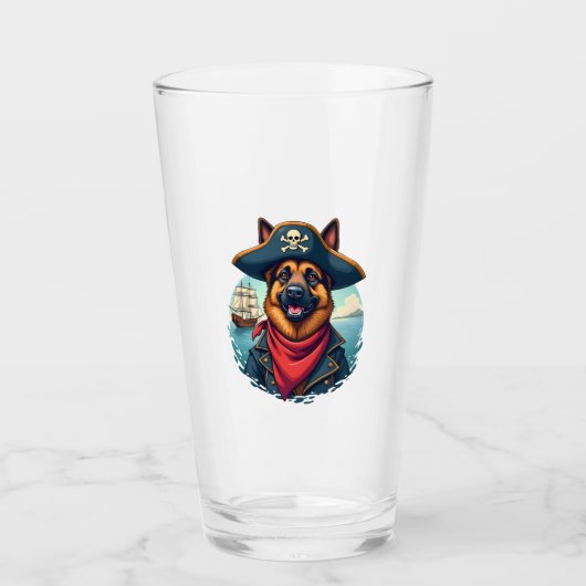 German Shepherd Dog Pirate Copy Glas (Voorkant)