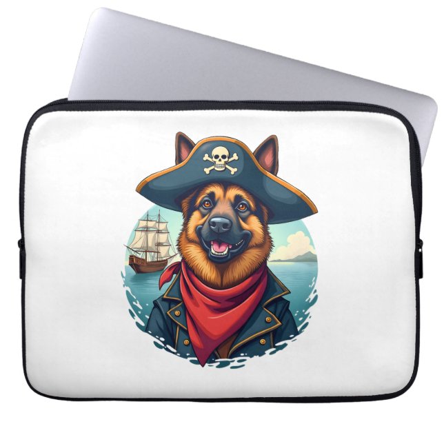 German Shepherd Dog Pirate Copy Laptop Sleeve (Voorkant)