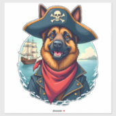 German Shepherd Dog Pirate Copy Sticker (Vel)