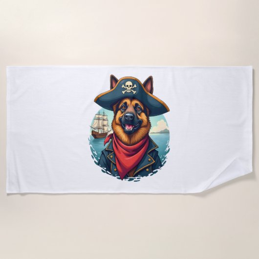 German Shepherd Dog Pirate Copy Strandlaken (Voorkant)