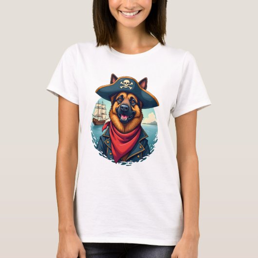 German Shepherd Dog Pirate Copy T-shirt (Voorkant)