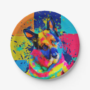 German Shepherd Dog - Pop Art Color splash Papieren Bordje