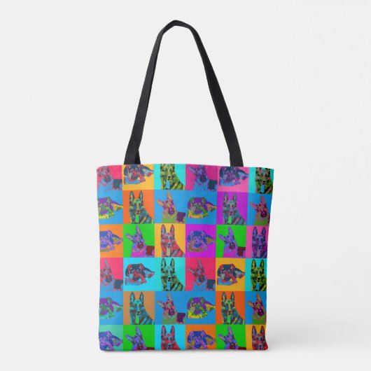 German Shepherd Dog - Pop Art Grid Tote Bag (Achterkant)