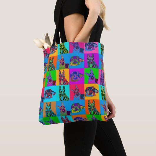 German Shepherd Dog - Pop Art Grid Tote Bag (Dichtbij)