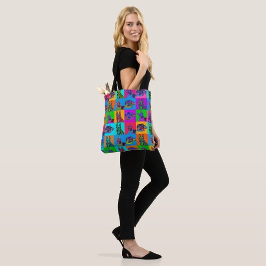 German Shepherd Dog - Pop Art Grid Tote Bag (Op model)