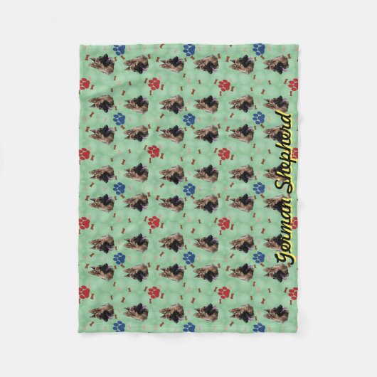 German Shepherd Dog Portrait Fleece Deken (Voorkant)