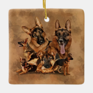 German Shepherd Dog - puppy, jong, volwassen Keramisch Ornament