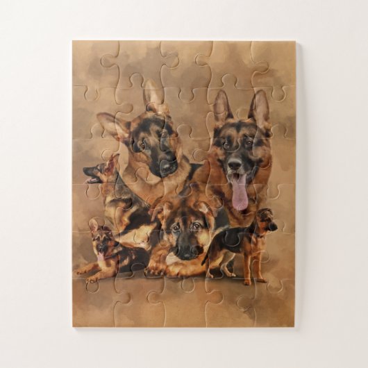 German Shepherd Dog - puppy, jong, volwassen Legpuzzel (Verticaal)