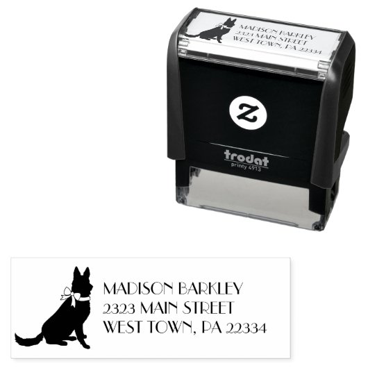 German Shepherd Dog Puppy Zelfinktende Stempel (In situ)