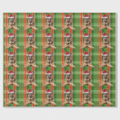 German Shepherd Dog Red Green Plaid Christmas Cadeaupapier (Vlak)