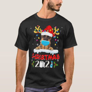 German Shepherd Dog Reindeer Santa Hat T-shirt