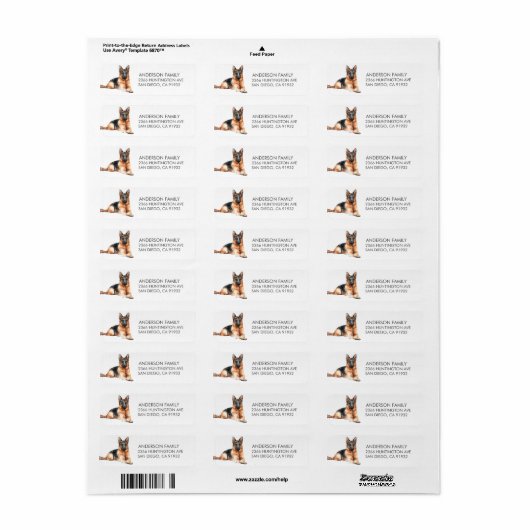 German Shepherd Dog Return Label (Full Sheet)
