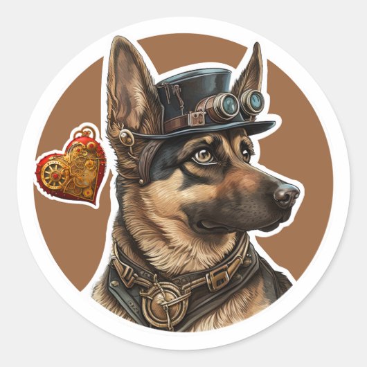 German Shepherd Dog Ronde Sticker (Voorkant)