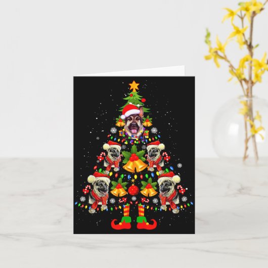 German Shepherd Dog Santa Hat Christmas Tree Xmas  Kaart (Gele Bloem)
