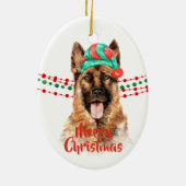 German Shepherd Dog Santa Hat Holiday String Beads Keramisch Ornament (Achterkant)