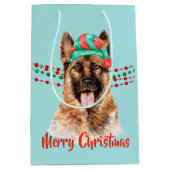 German Shepherd Dog Santa Hat Holiday String Beads Medium Cadeauzakje (Voorkant)