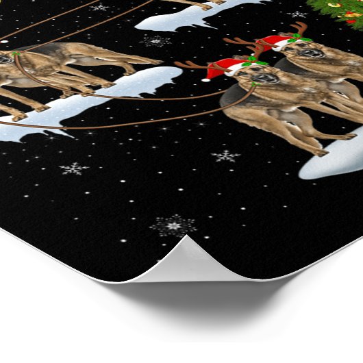 German Shepherd Dog Santa Sleigh Flying Funny Chri Poster (Hoek)