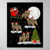 German Shepherd Dog Santa Sleigh Flying Funny Chri Poster (Voorkant)