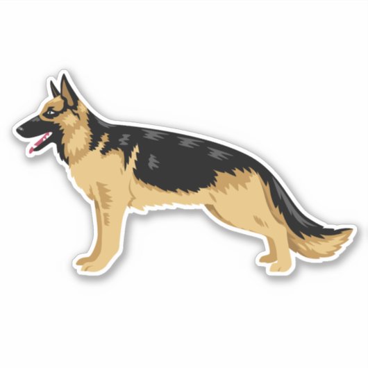 German Shepherd Dog Side Illustration Sticker (Voorkant)