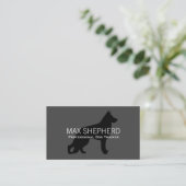 German Shepherd Dog Silhouette Black op Grey Visitekaartje (Staand voorkant)