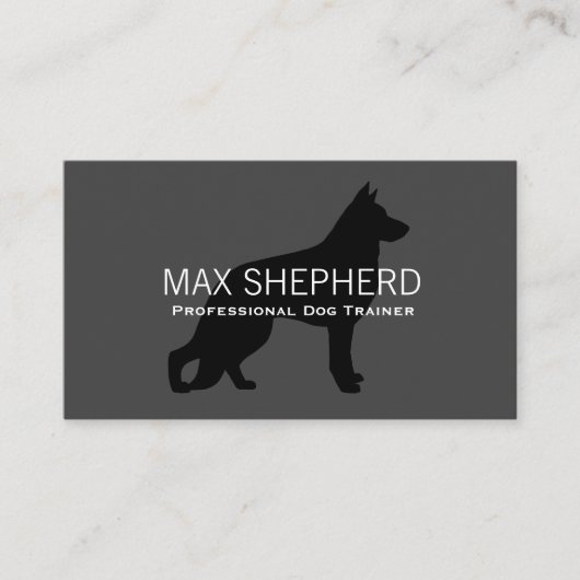 German Shepherd Dog Silhouette Black op Grey Visitekaartje (Voorkant)