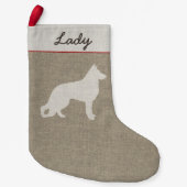 German Shepherd Dog Silhouette Custom K9 Xmas Kleine Kerstsok (Voorkant)
