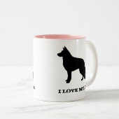 German Shepherd Dog Silhouette Custom Tweekleurige Koffiemok (Voorkant rechts)