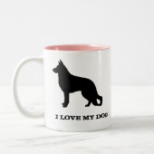 German Shepherd Dog Silhouette Custom Tweekleurige Koffiemok (Links)