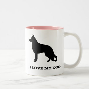 German Shepherd Dog Silhouette Custom Tweekleurige Koffiemok