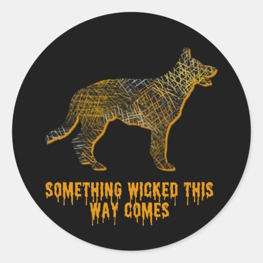 German Shepherd Dog Silhouette Fun Halloween Ronde Sticker (Voorkant)