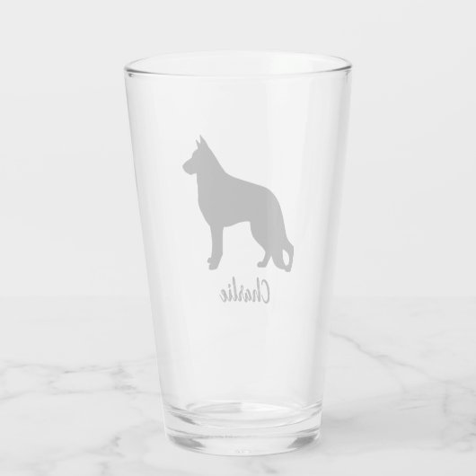 German Shepherd Dog Silhouette GSD Persoonlijk Glas (Achterkant)