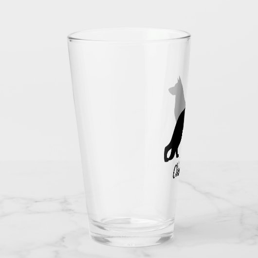 German Shepherd Dog Silhouette GSD Persoonlijk Glas (Rechts)