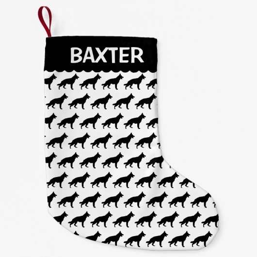 German Shepherd Dog Silhouette Kleine Kerstsok (Voorkant)