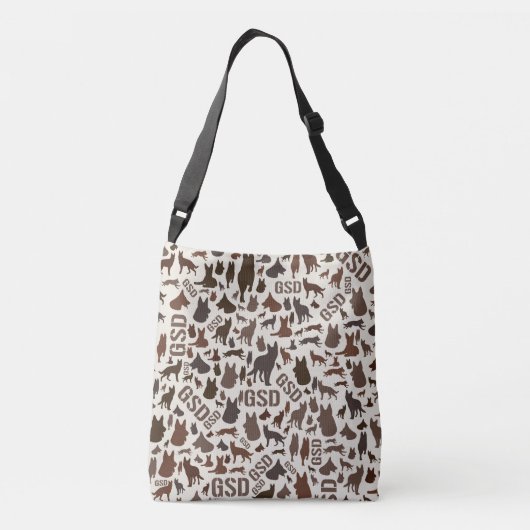 German Shepherd Dog Silhouette Pattern Crossbody Tas (Achterkant)