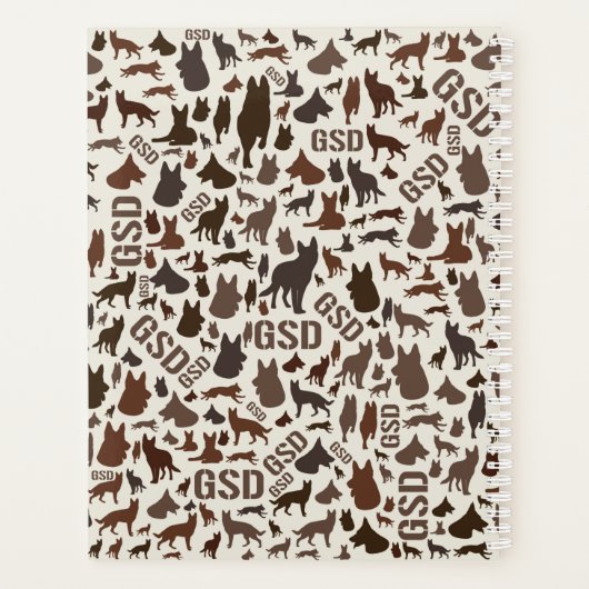 German Shepherd Dog Silhouette Pattern Planner (Achterkant)