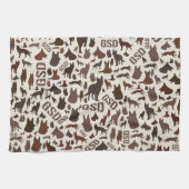 German Shepherd Dog Silhouette Pattern Theedoek (Horizontaal)