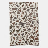 German Shepherd Dog Silhouette Pattern Theedoek (Verticaal)