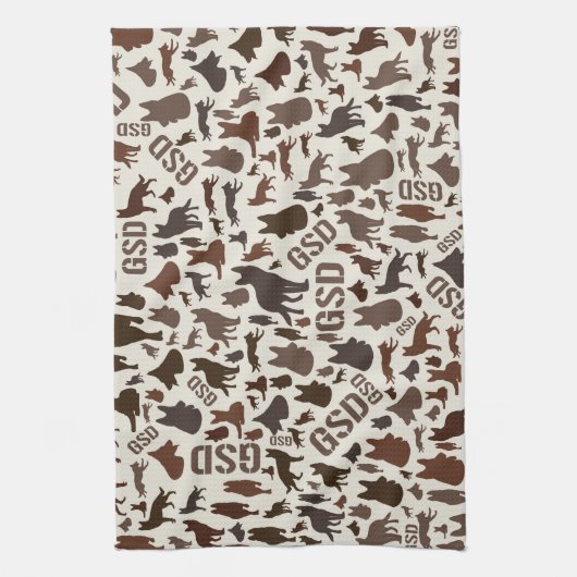 German Shepherd Dog Silhouette Pattern Theedoek (Verticaal)