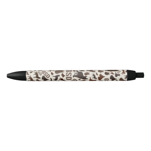 German Shepherd Dog Silhouette Pattern Zwarte Inkt Pen (Voorkant)