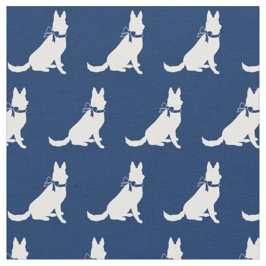 German Shepherd Dog Silhouette Pet Navy Blue Stof (Close Up)